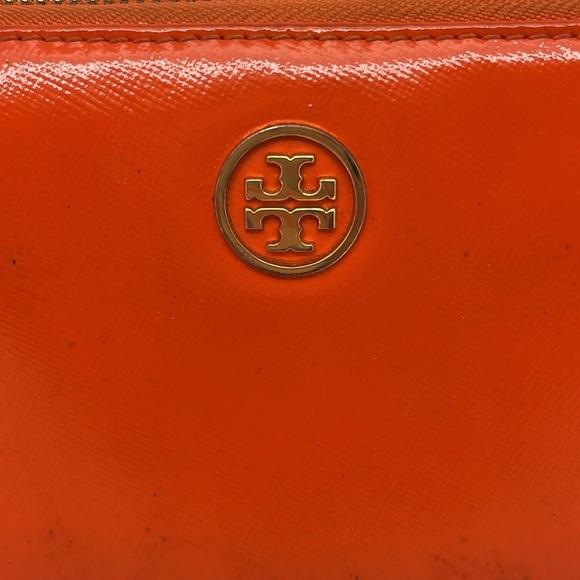 Tory Burch Robinson Continental Zip Around Wallet Clutch Orange Mandarin - Picture 3 of 11